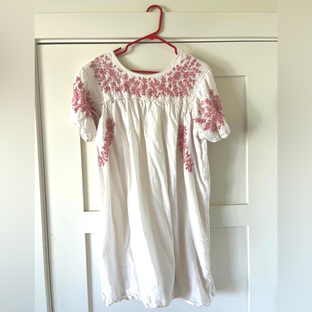 Roller Rabbit White and Pink Embroidered Dress